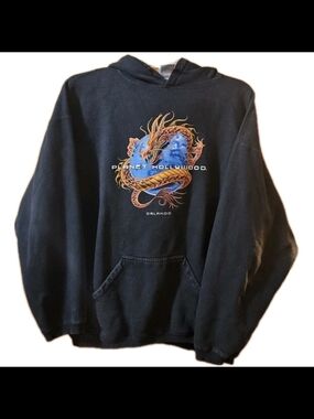 Vtg 90s Planet Hollywood Orlando DRAGON Hoodie XXL Black Pristine NO FLAW Rare